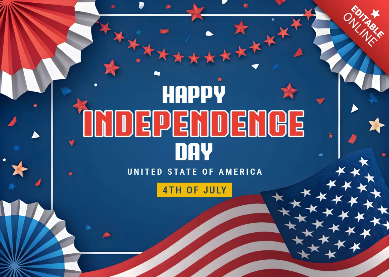 Modelo de celebração do dia da independência com design de estrelas e listras