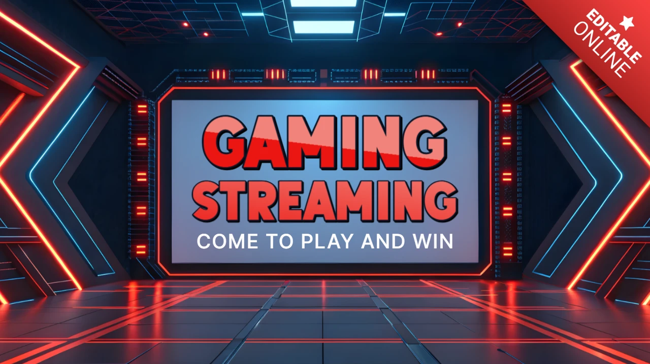 Modèle de design de streaming de jeux avec des lumières néon et un fond futuriste