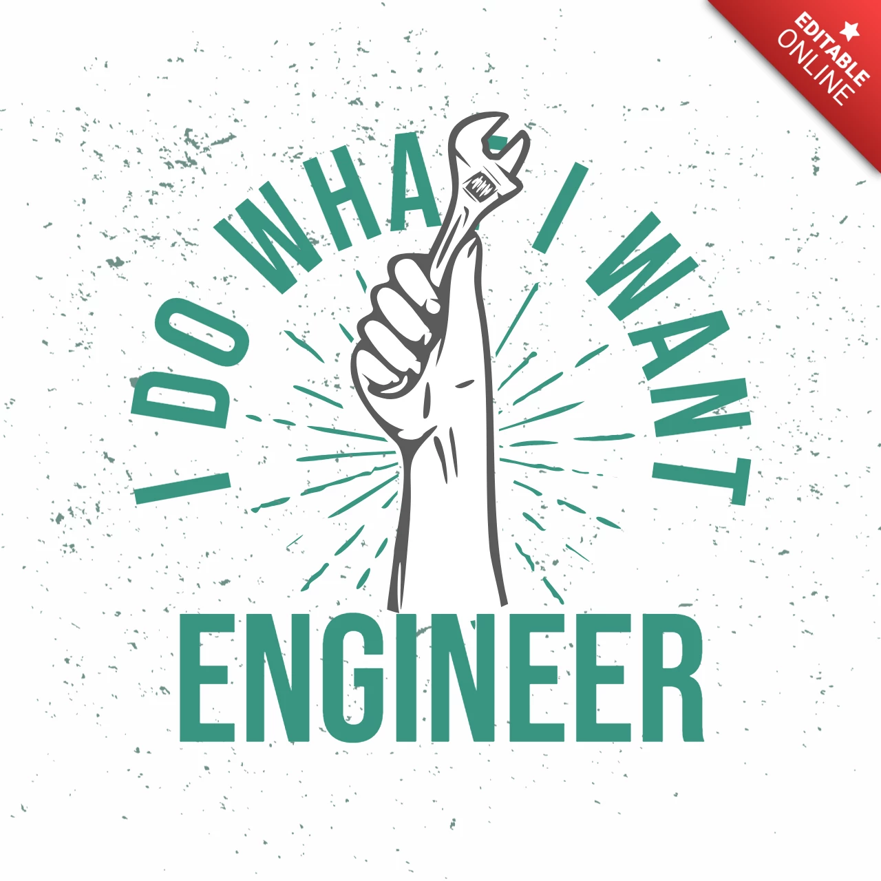 Ingeniero con la mano agarrando llave inglesa plantilla de diseño de camiseta