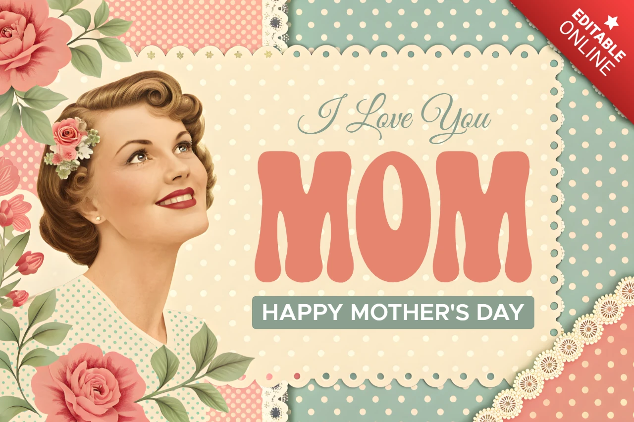 Vintage Floral Mother's Day Card Template Design