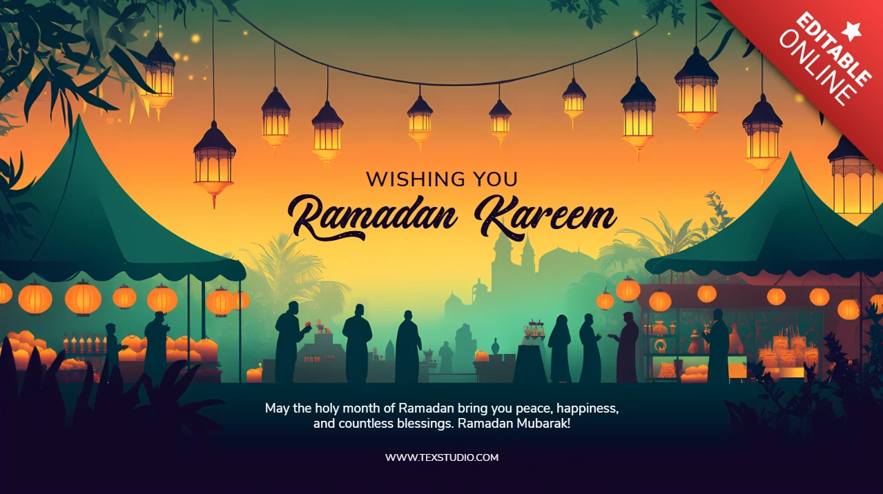Ramadan Kareem Celebration Template - Vibrant Artistic Design for Festive Greetings