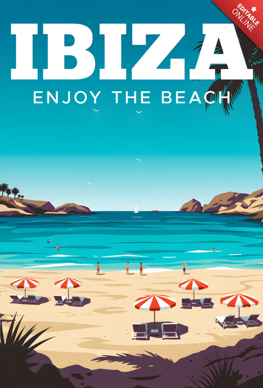 Ibiza Beach Design Template for Travel Posters