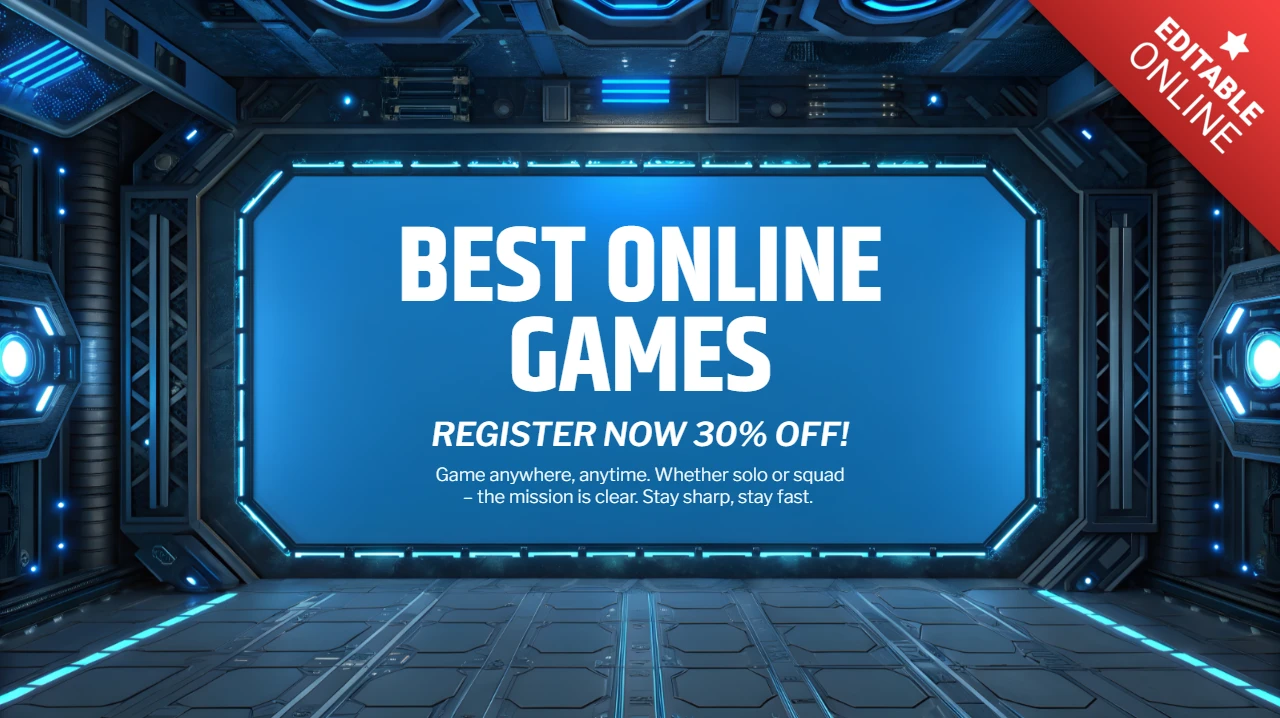 Plantilla de promoción de juego futurista con diseño de neón