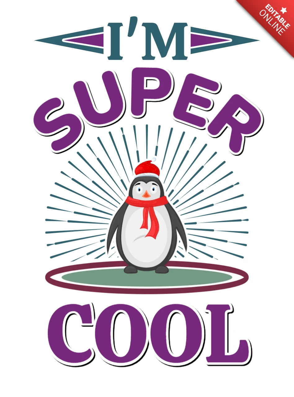 Super Cool Penguin Design for Fun and Creative Apparel Template