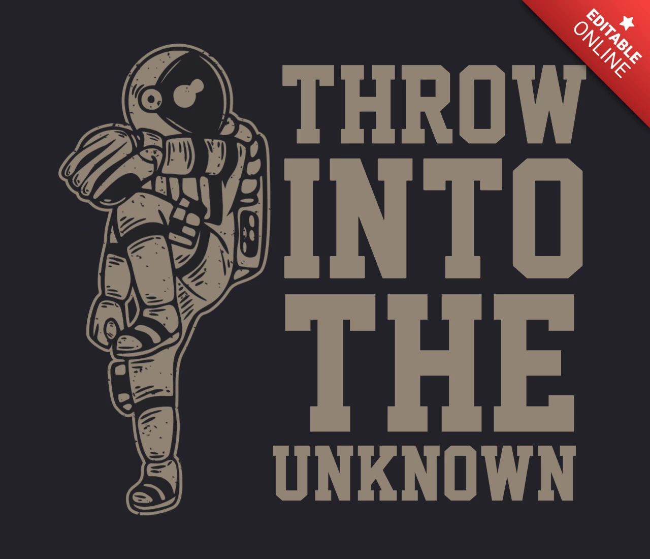 Astronaut Throwing Baseball Vintage T-shirt Design Template