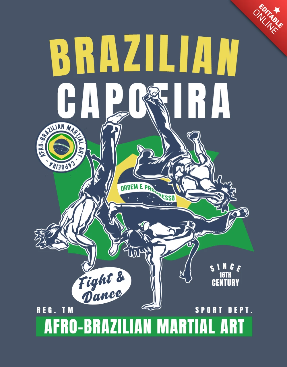 Brazilian Capoeira T-shirt Design Template