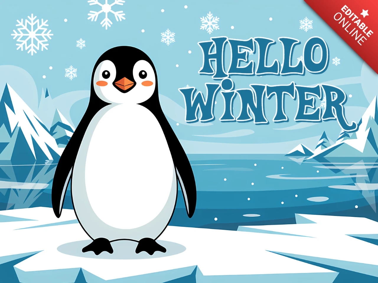 Winter-Pinguin-Designvorlage für Grußkarten