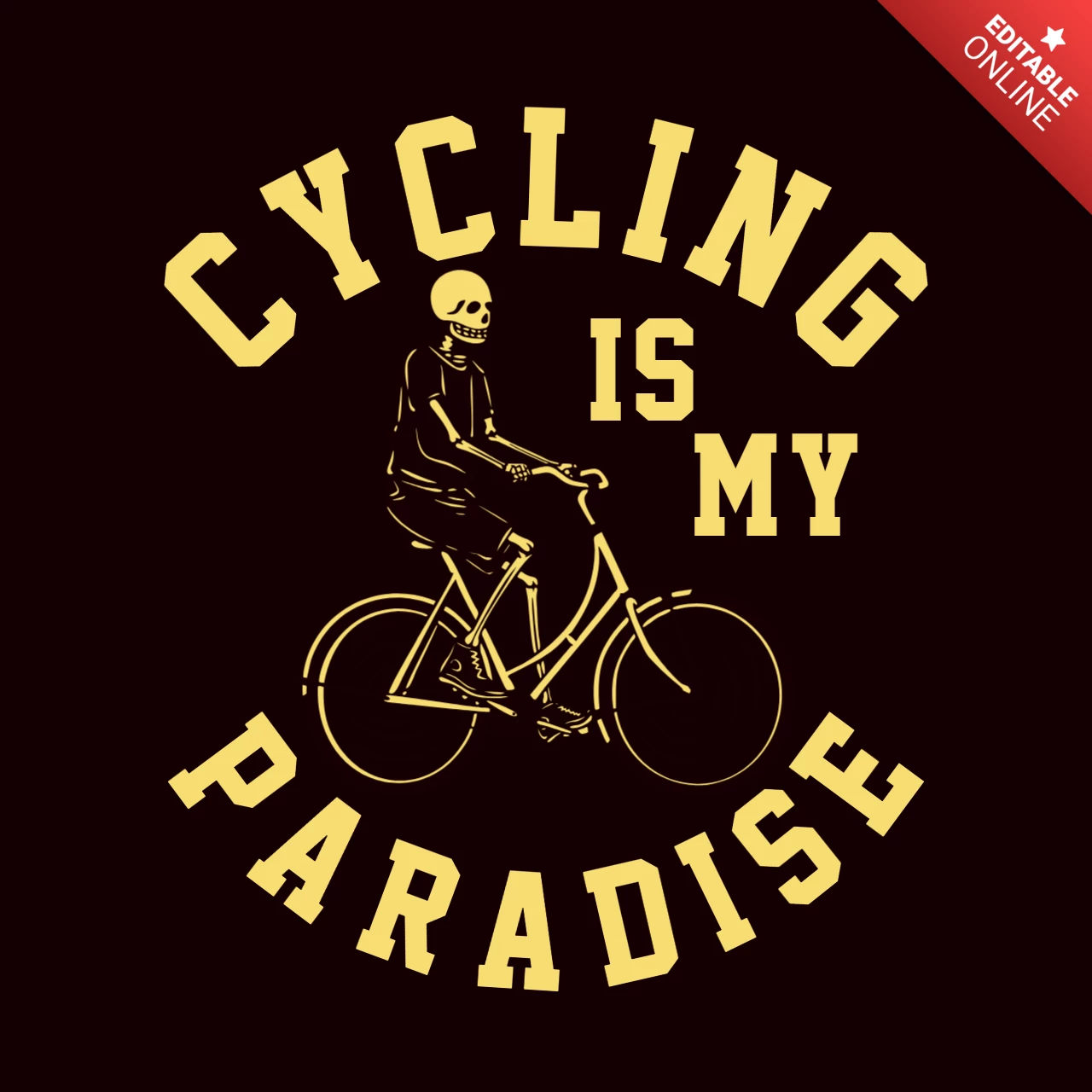 Skeleton Riding Bicycle Vintage T-shirt Design Template