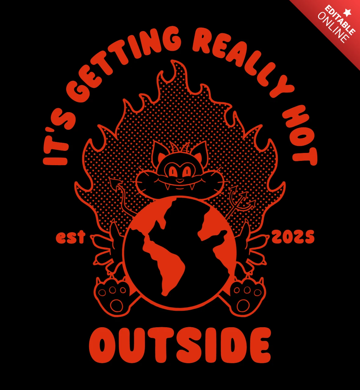 外は本当に暑くなってきました。気候意識の猫Tシャツデザインテンプレート