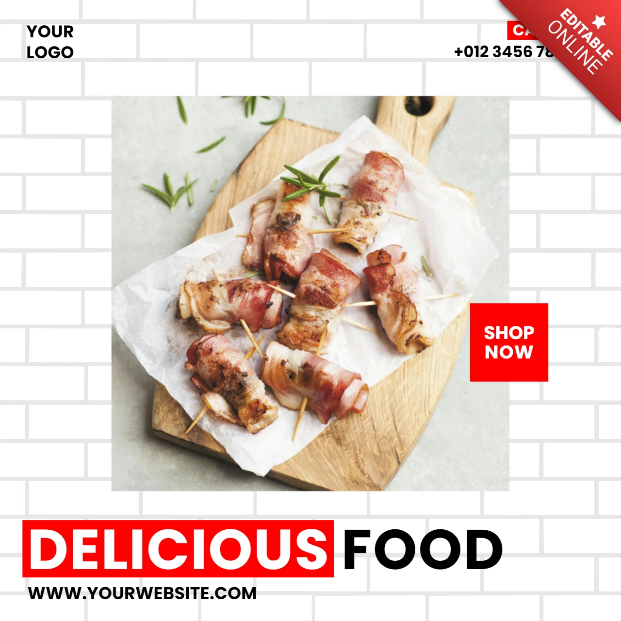 Metro Style White Brick Wall Social Media Post Design Template