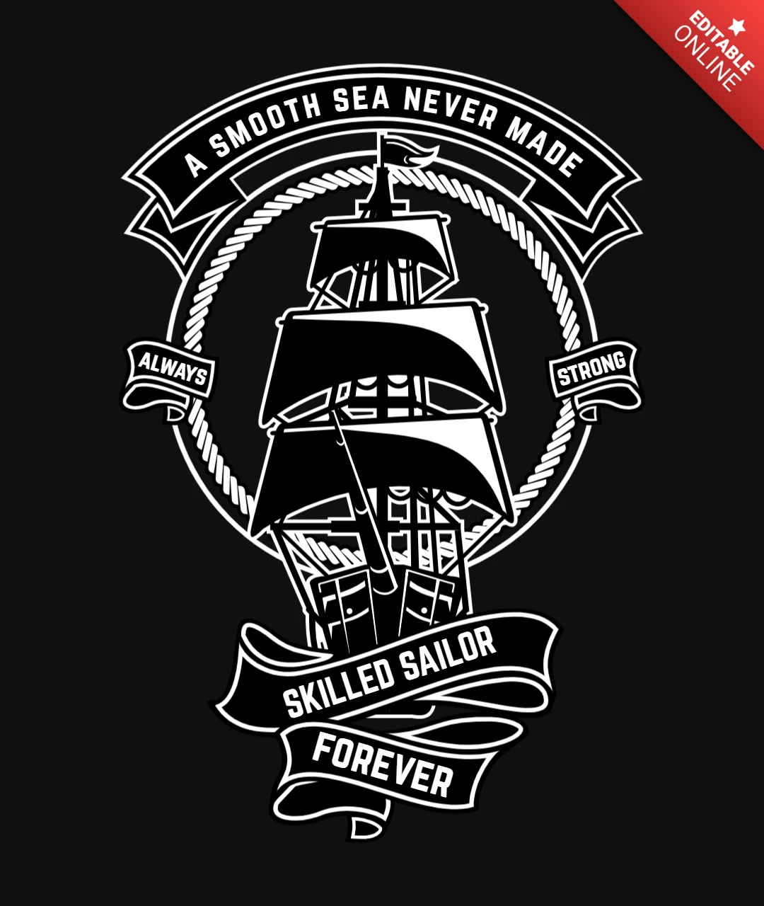 Skilled Sailor T-Shirt Design Template