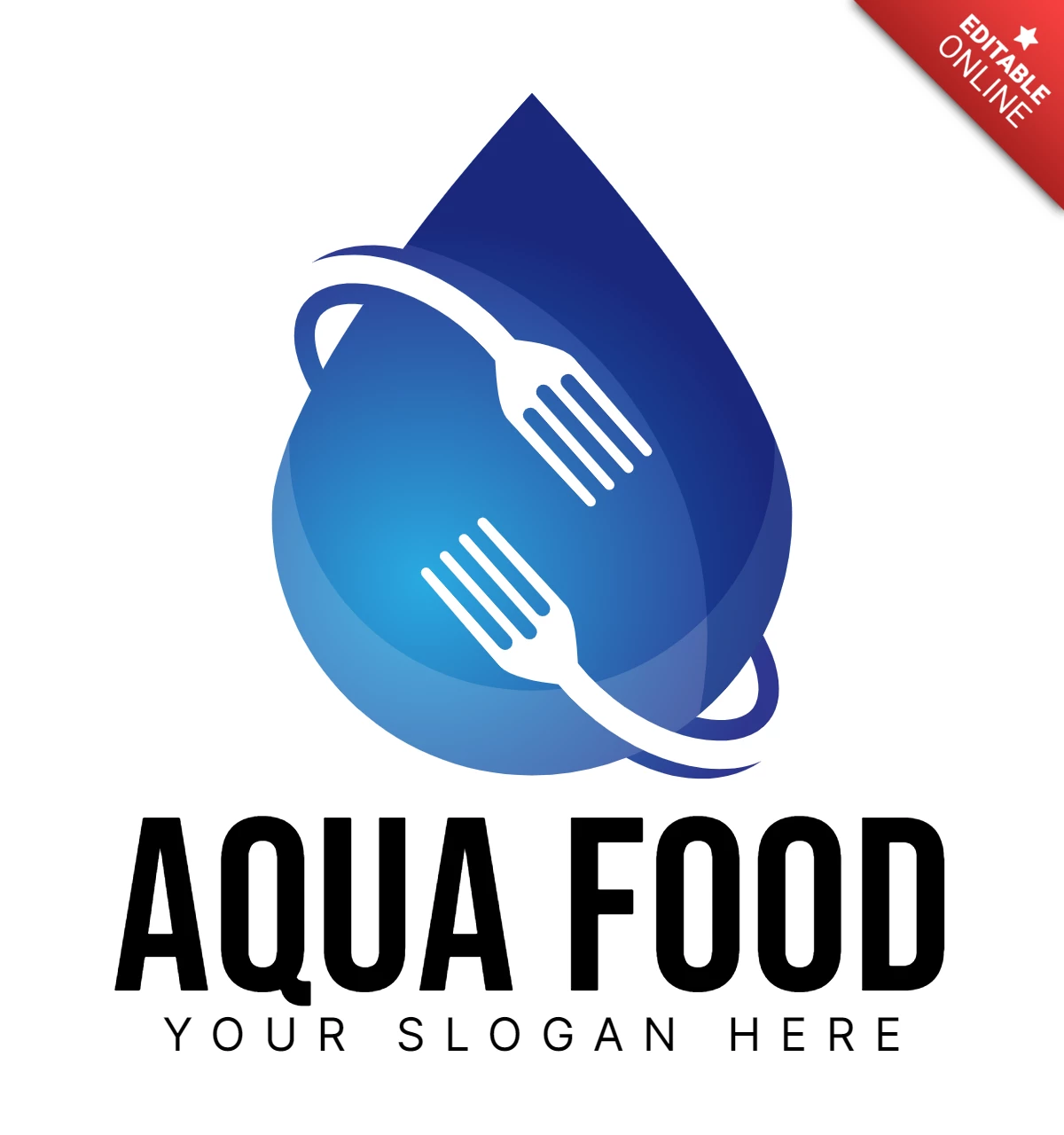 Plantilla colorida de diseño de logotipo de empresa de alimentos acuáticos