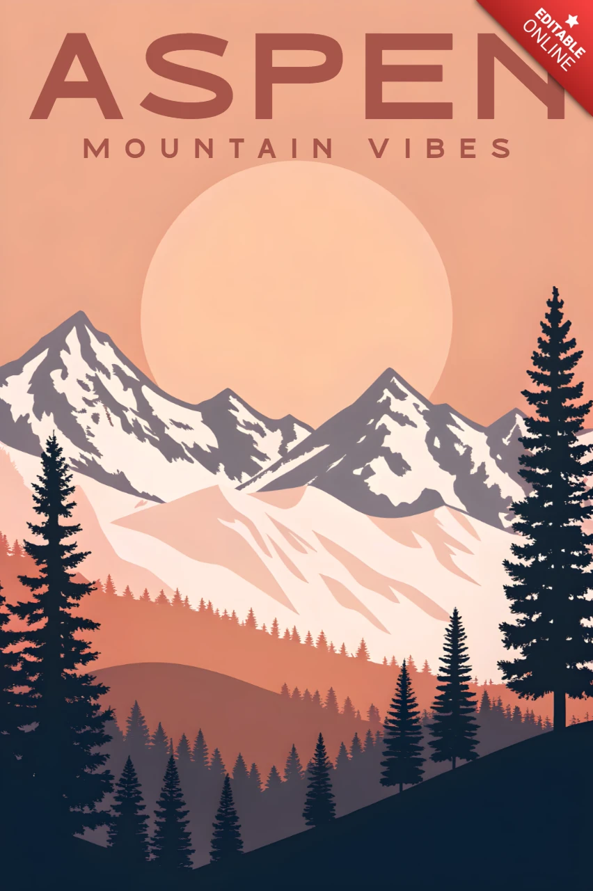 Bergstimmung Designvorlage für Poster im Retro-Stil mit Naturelementen