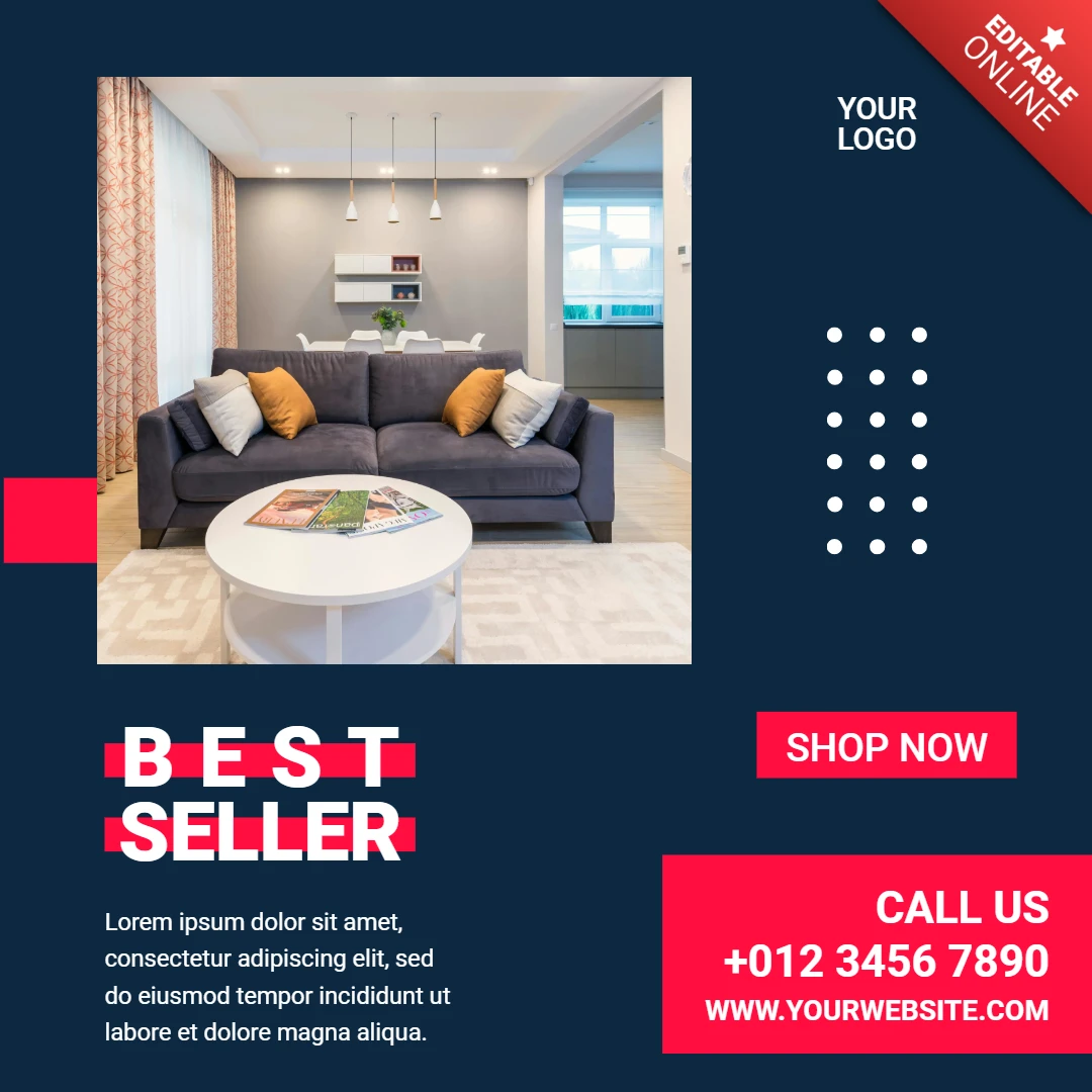 Flat Red And Blue Advertising Social Media Post Design Template