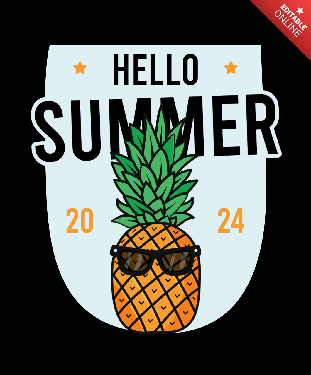 Hello sumer pineapple t-shirt template design