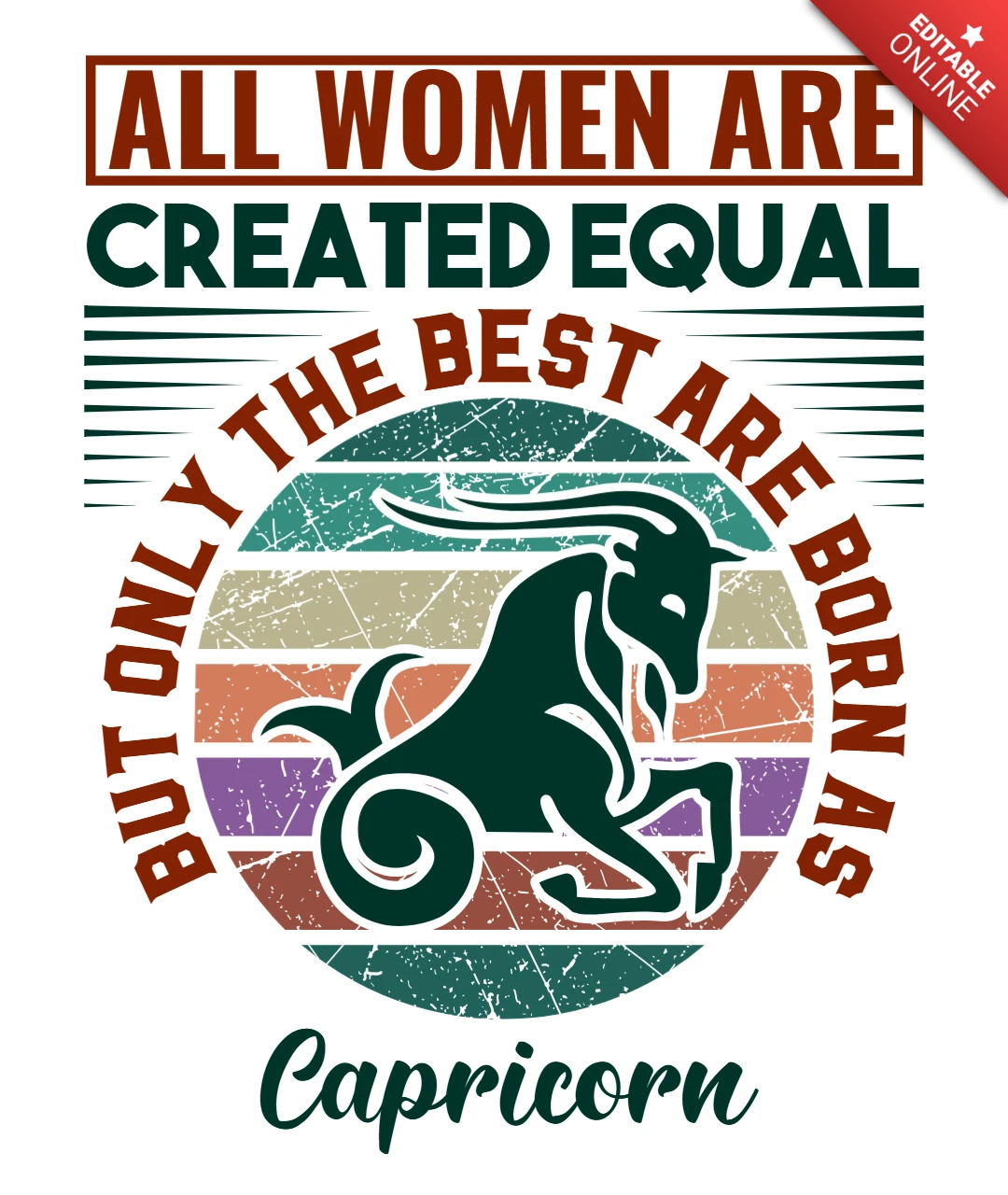 Modelo de design de mulheres de capricórnio empoderadas - estilo vintage retrô