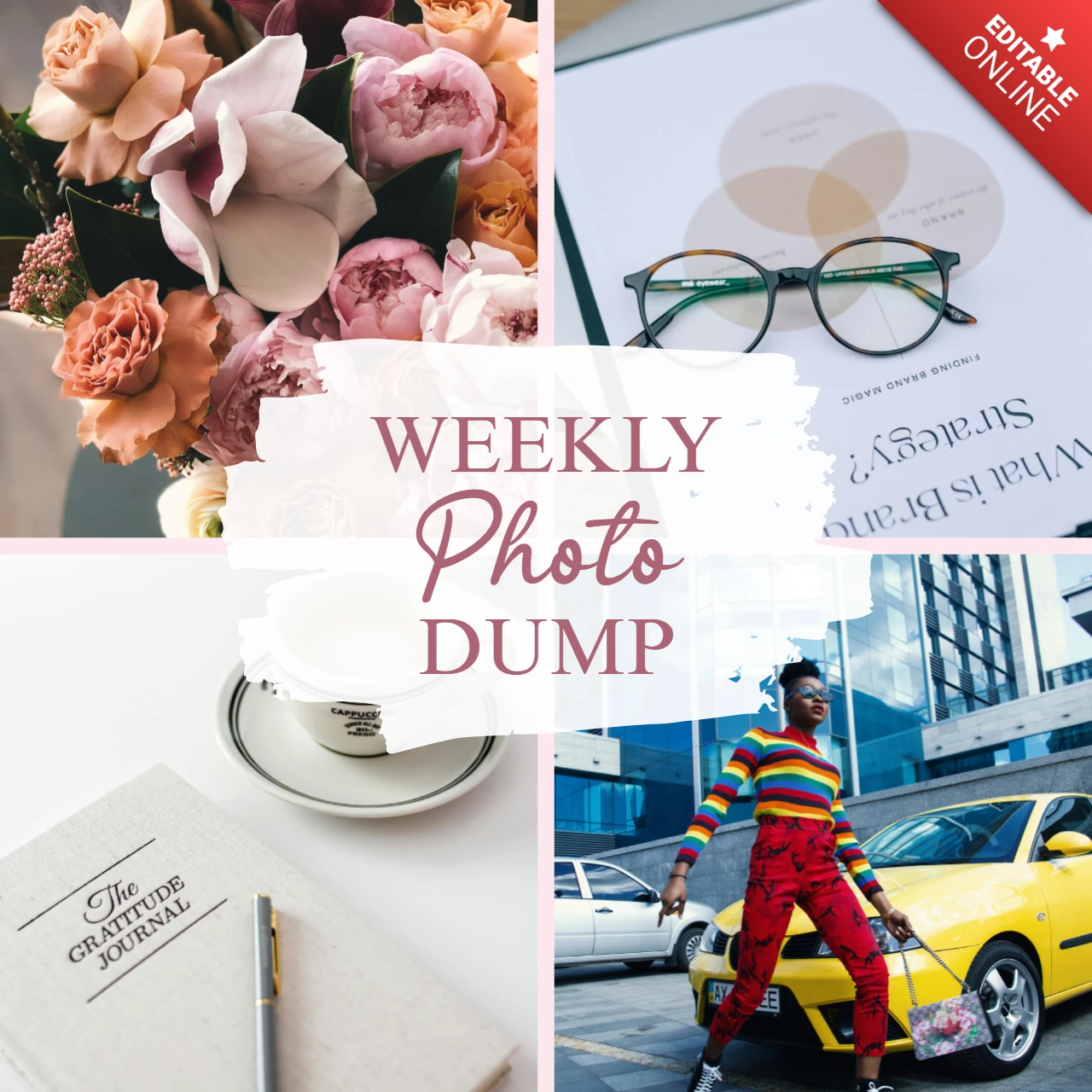 Modello di progettazione post Instagram collage rosa