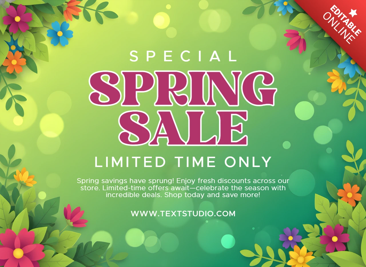 Spring Shopping Poster with Blossoms, Gradient Background, and Special Sale Highlight
