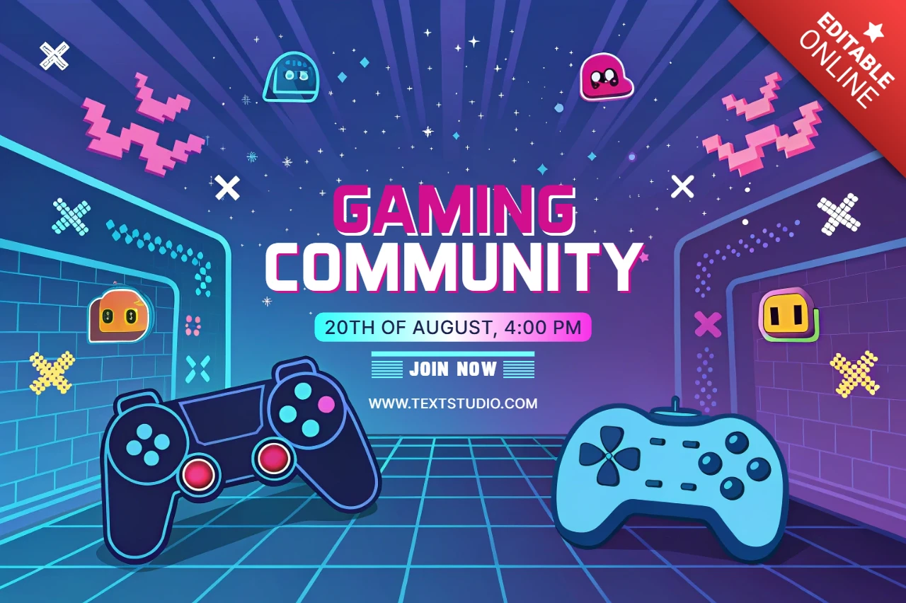 Buntes Gaming-Community-Event-Template mit Controller-Design für Poster