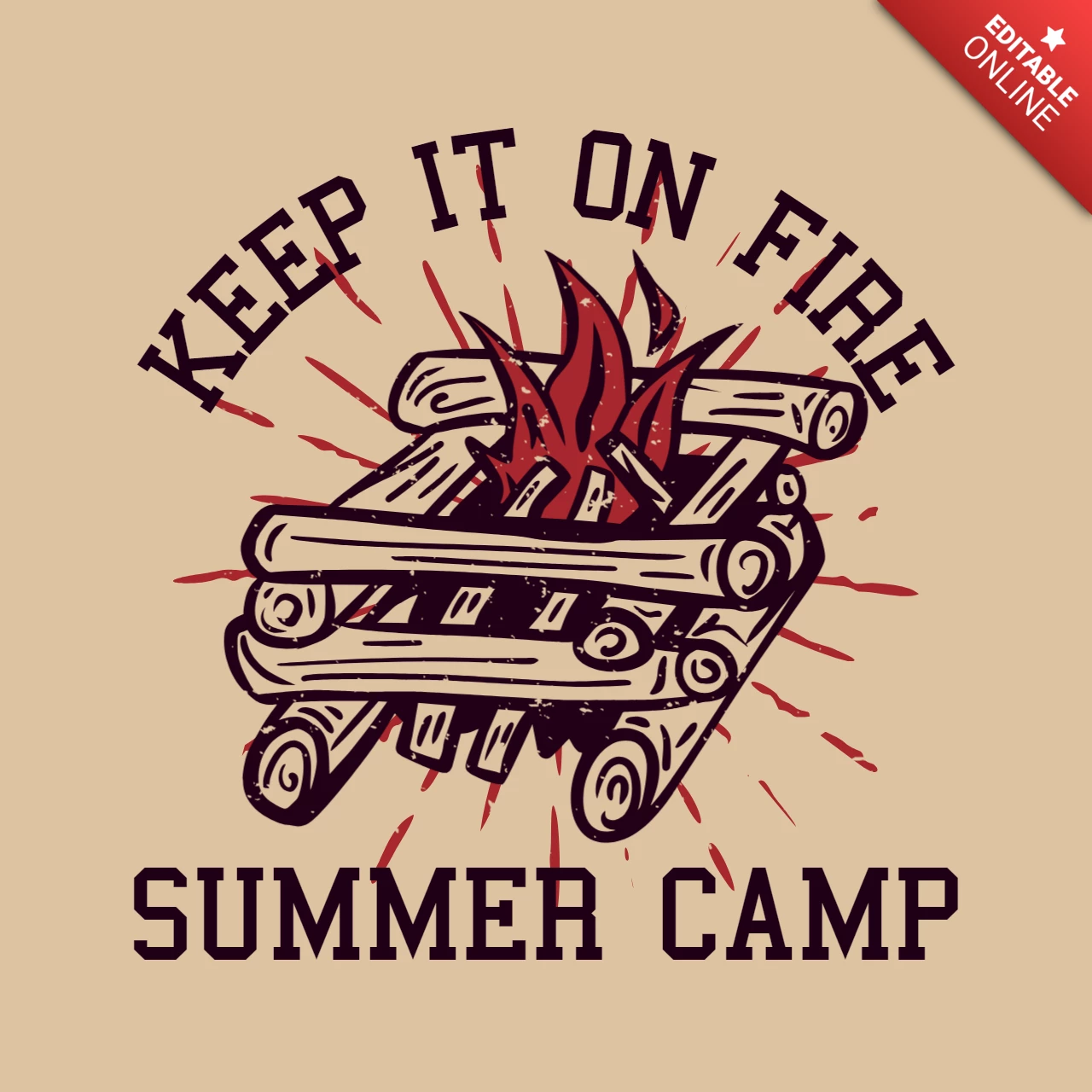 Summer Camp Vintage T-shirt Design Template