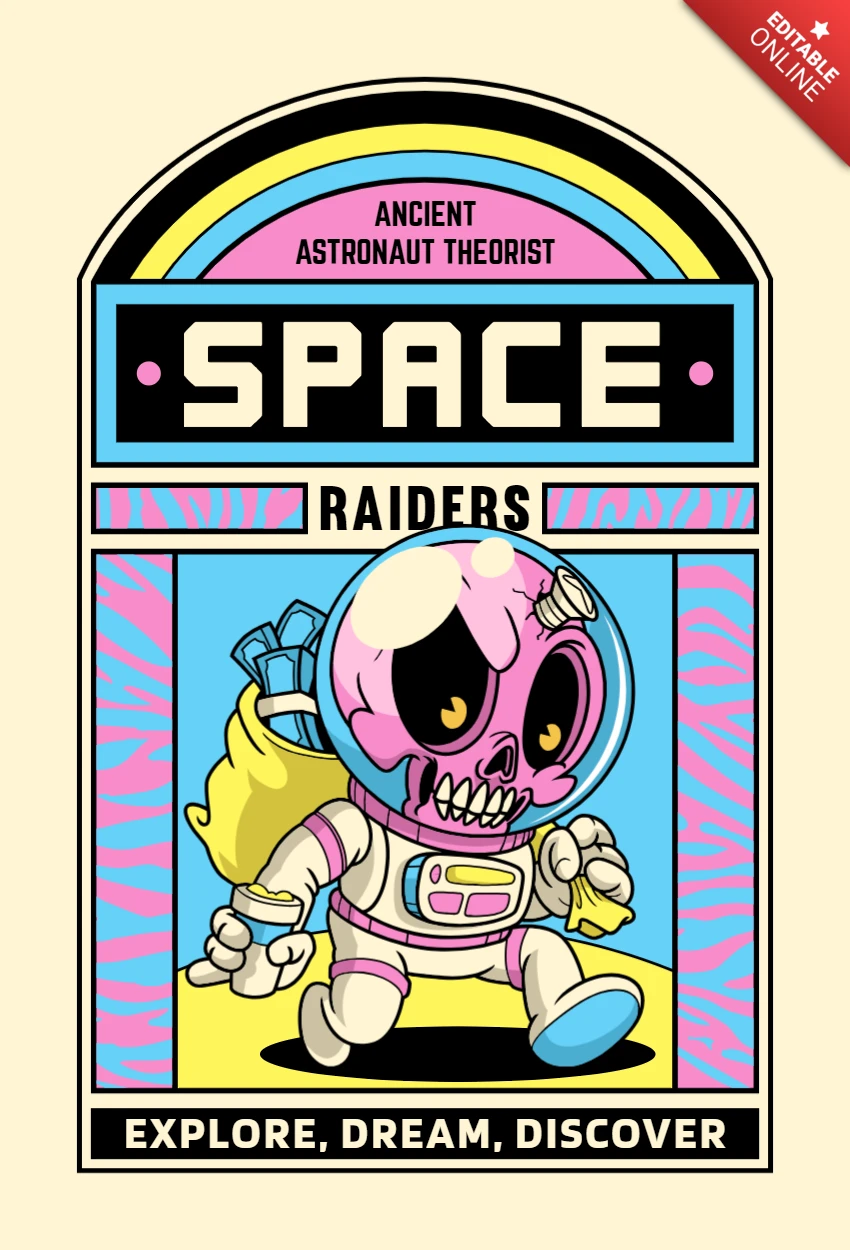 Designvorlage für Halloween-Plakate mit Skelett-Astronauten