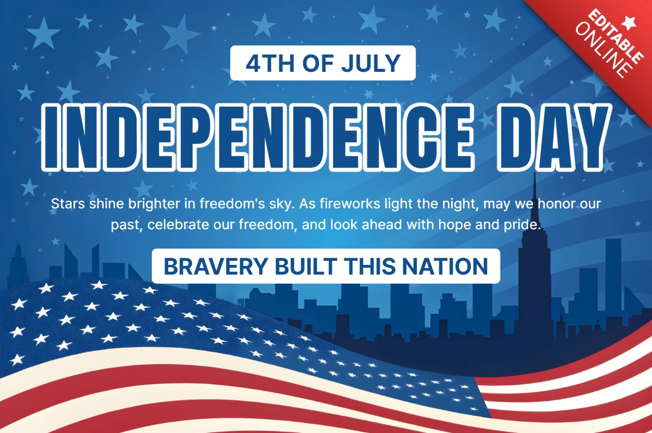 USA Independence Day Design Template with New-York Skyline and American Flag