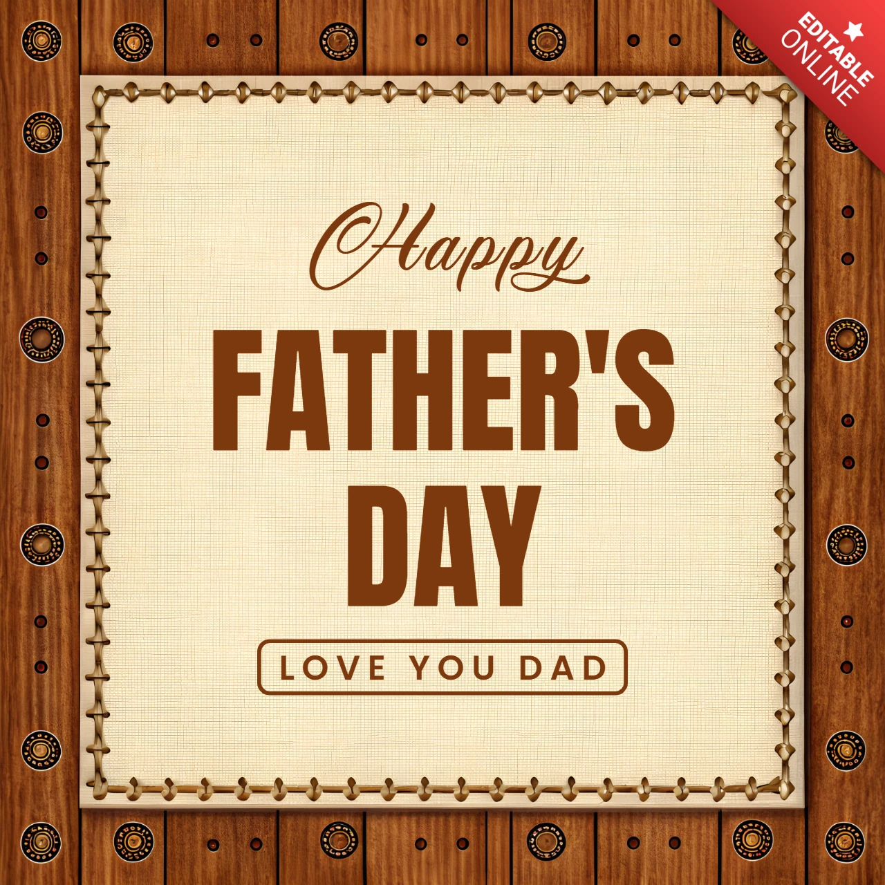 Rustic Father's Day Card Template Design with Warm Wood Elements