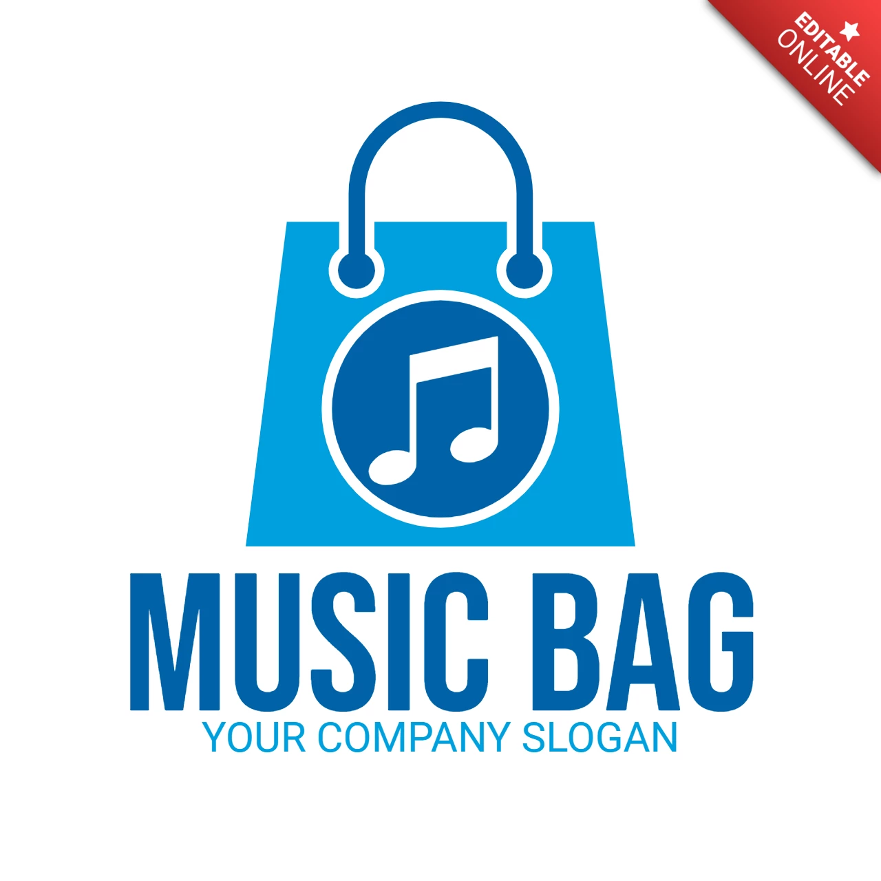 Modello di design del logo della borsa della spesa per la musica