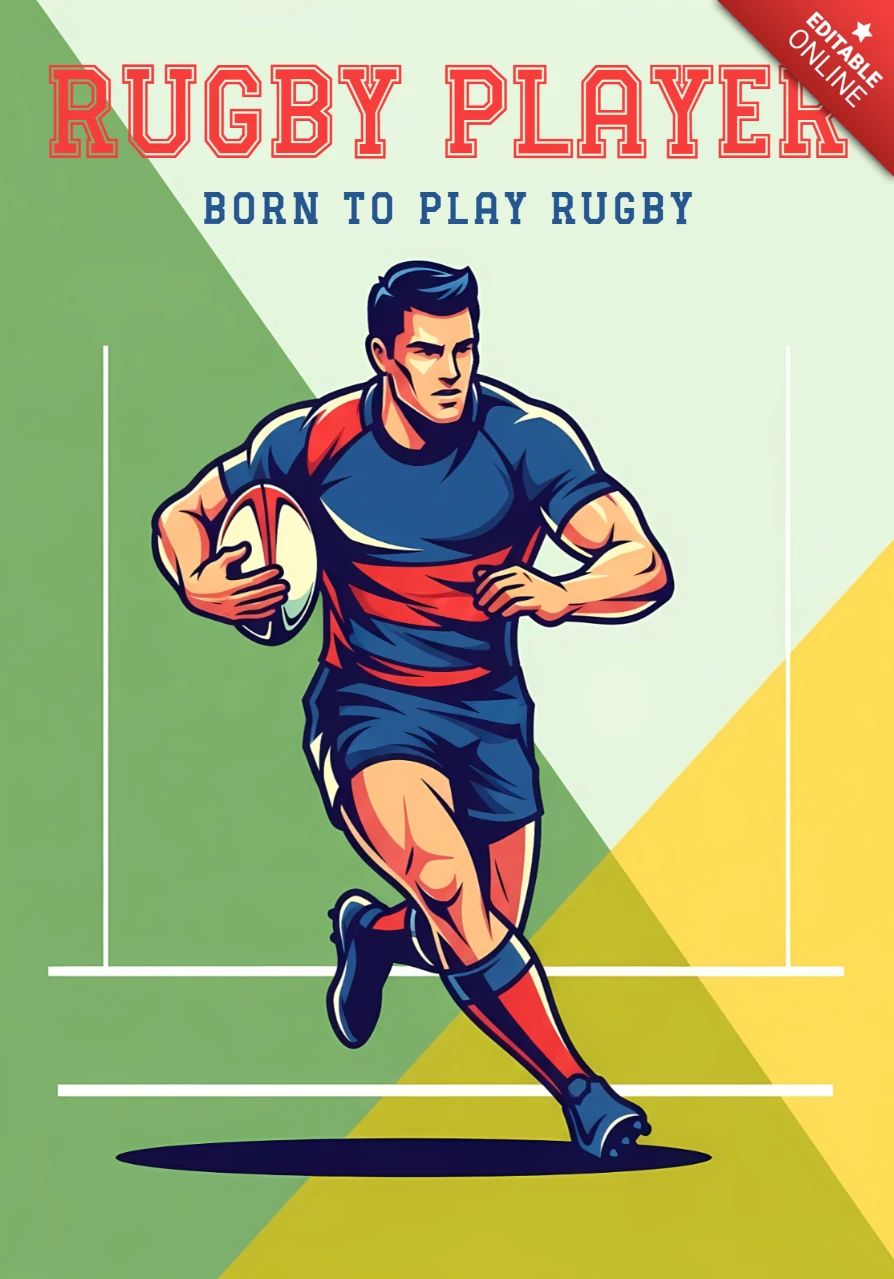 Rugby Player Design Template for Sports Merchandise