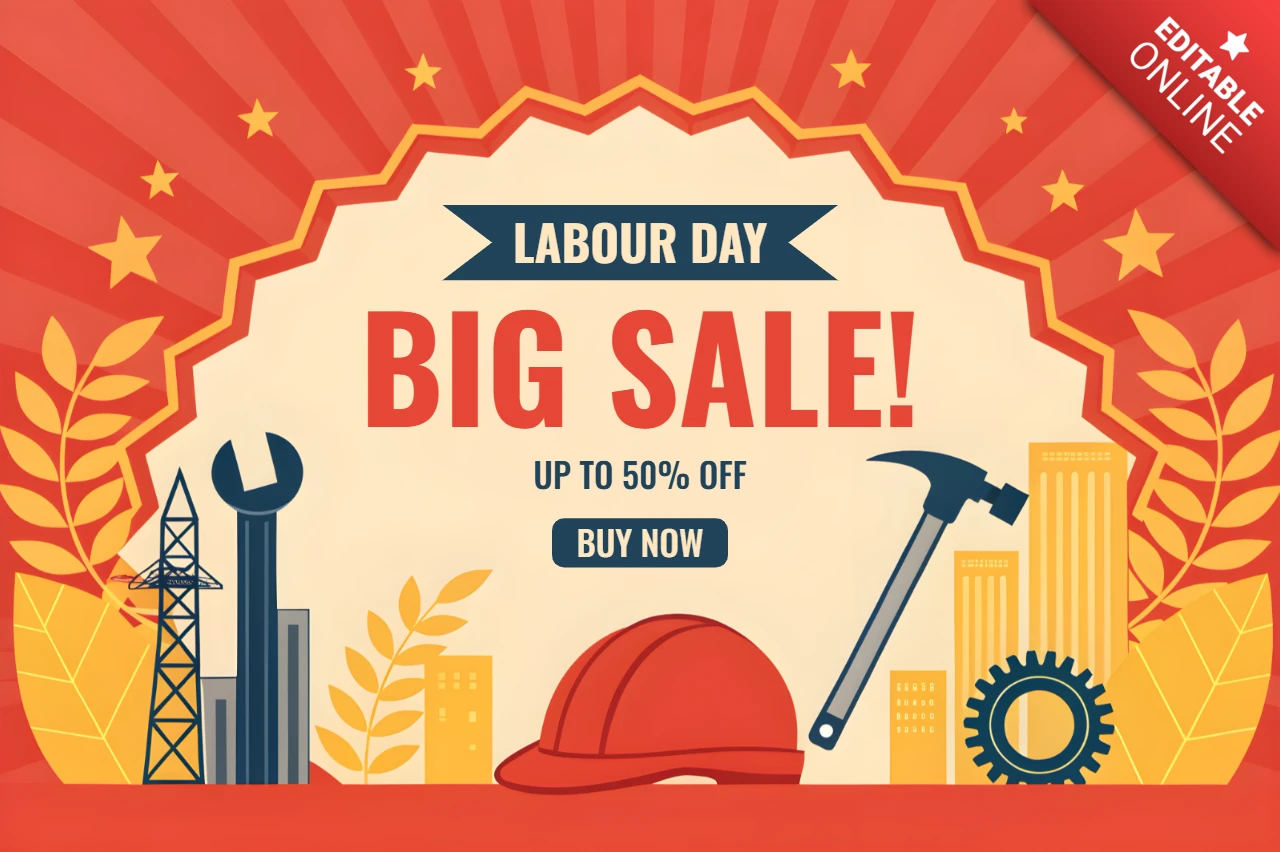 Labour Day Big Sale Design Template - Vintage Style Promotional Graphic