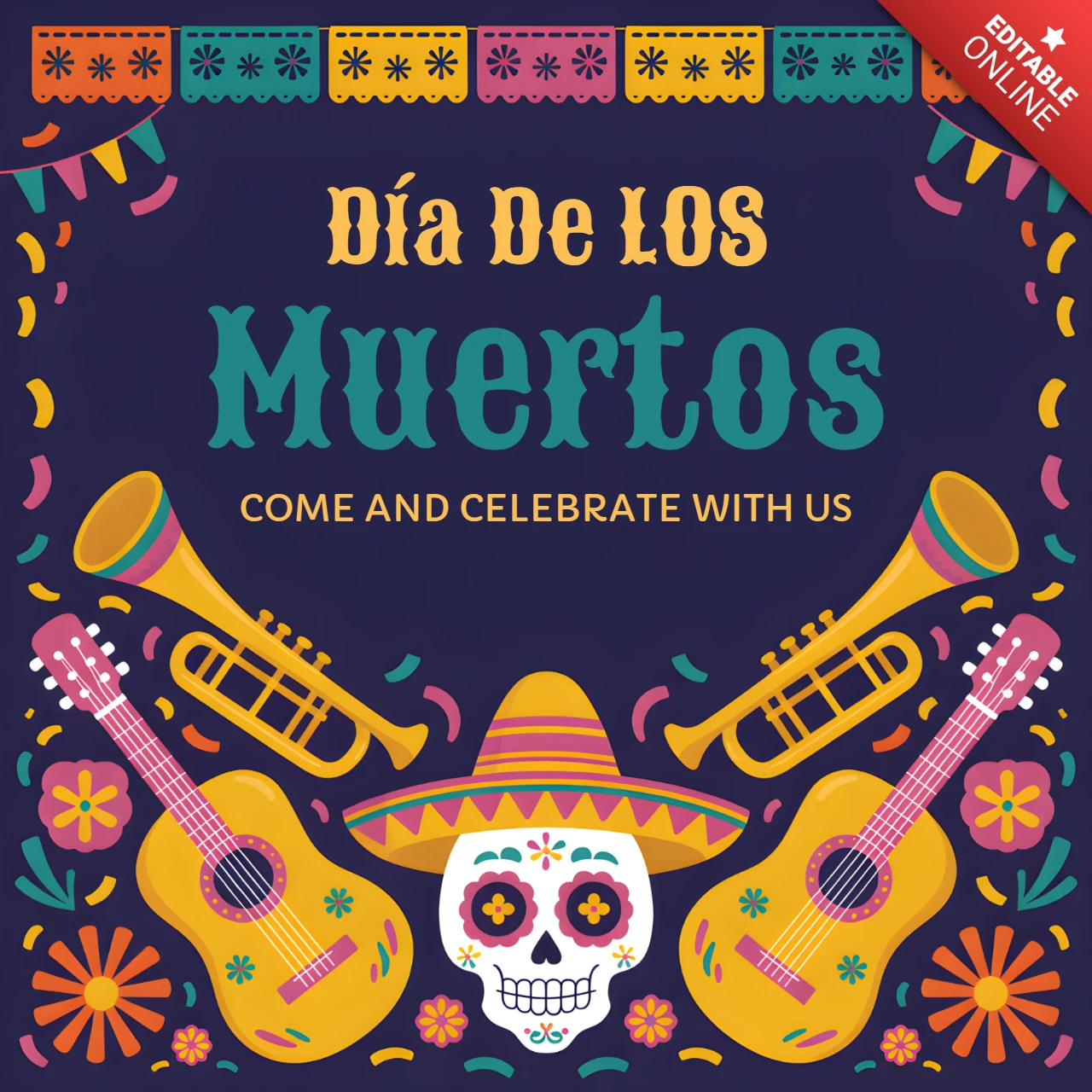 カラフルな死者の日の祝典テンプレート フェスティブなフライヤー用