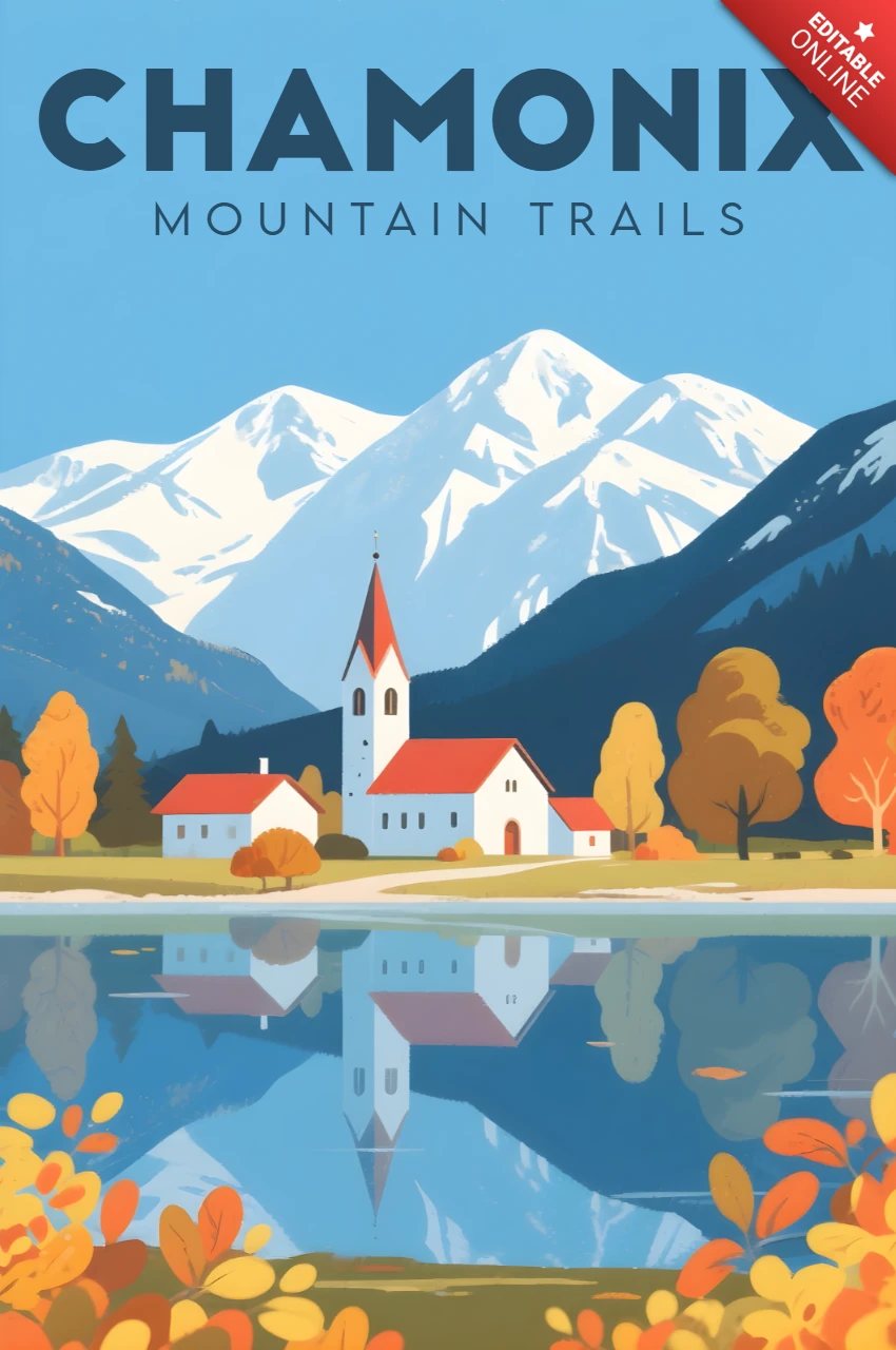 Chamonix Mountain Trails Design Template for Nature Poster