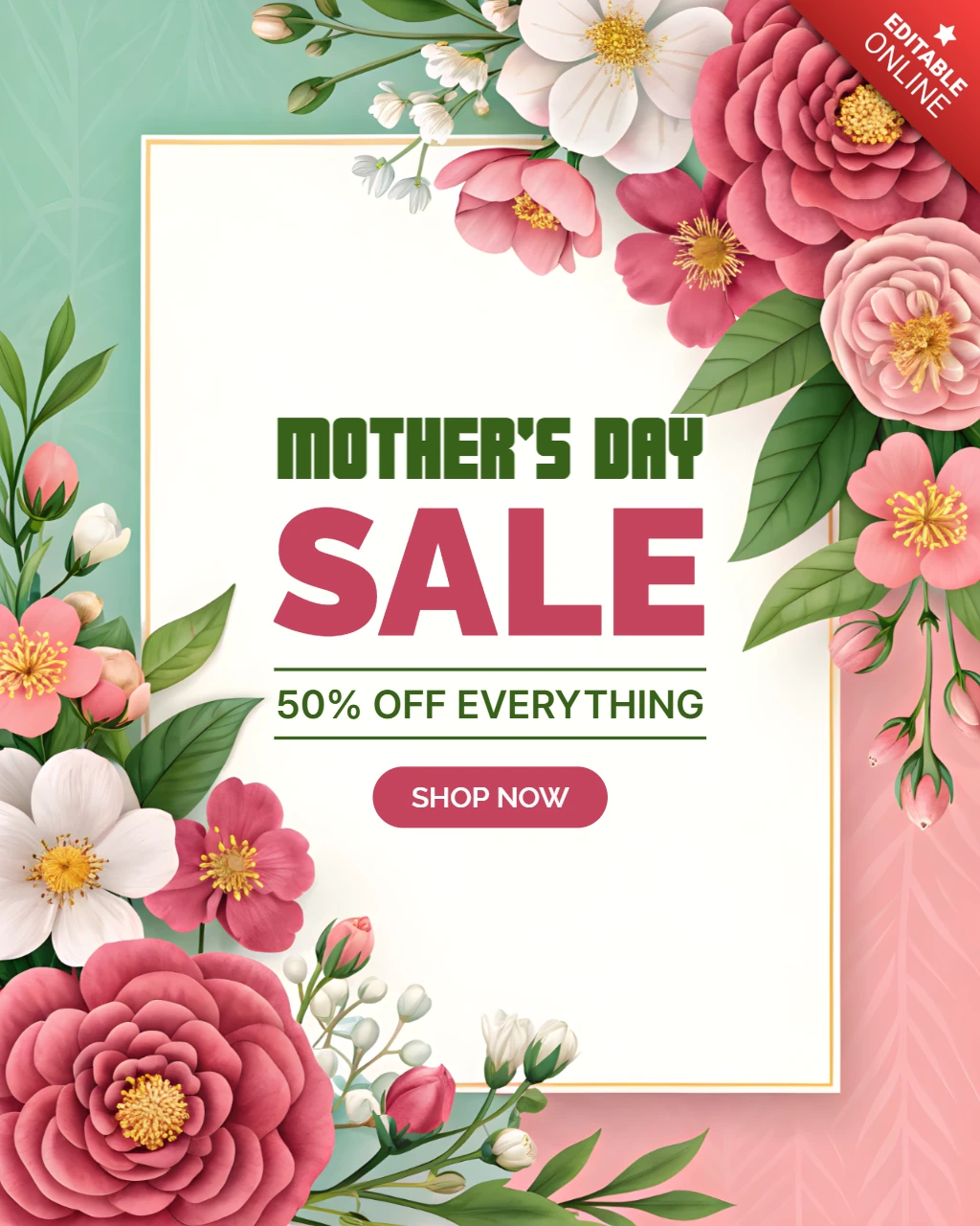 Mother's Day Sale Template - Elegant Floral Design with Discount