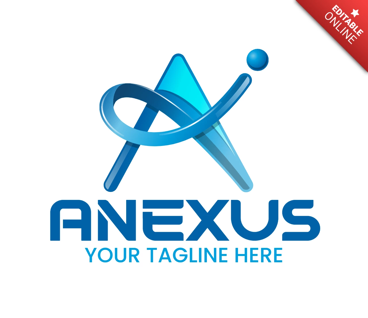 Anexus 3d letter modern ve şık bir logo tasarım şablonu