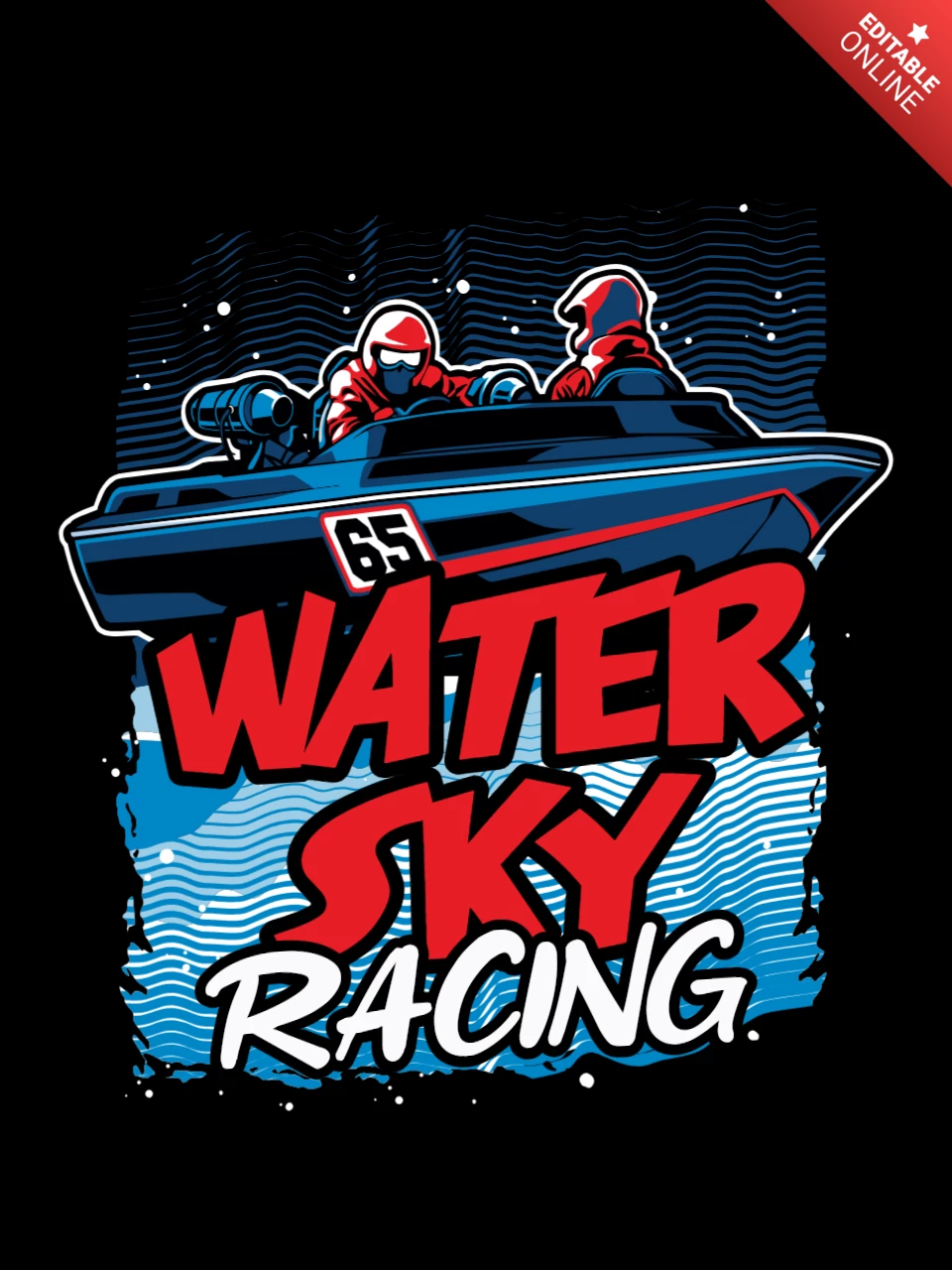 Water Sky Racing T-shirt Design Template