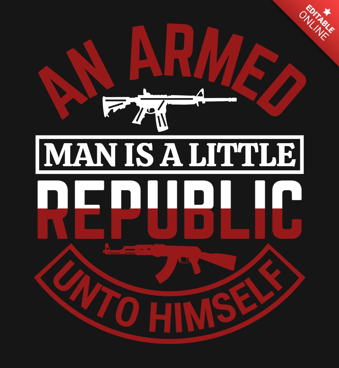 Ein bewaffneter mann ist eine kleine republik waffe zitat t-shirt designvorlage