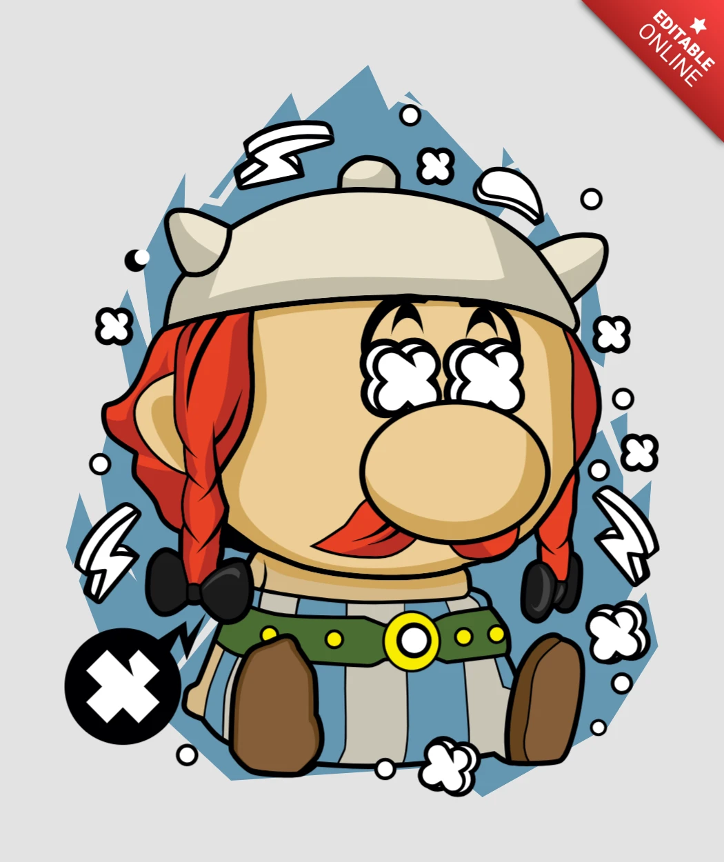 Obelix 漫画キャラクター T シャツ デザイン テンプレート