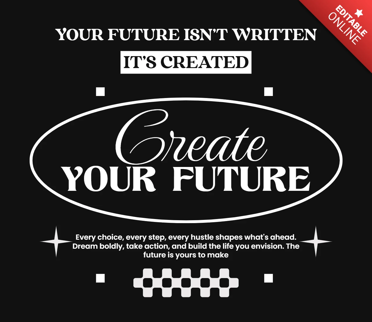 Créez votre futur slogan inspirant de travail acharné avec un modèle de design de t-shirt typographique à vision claire.