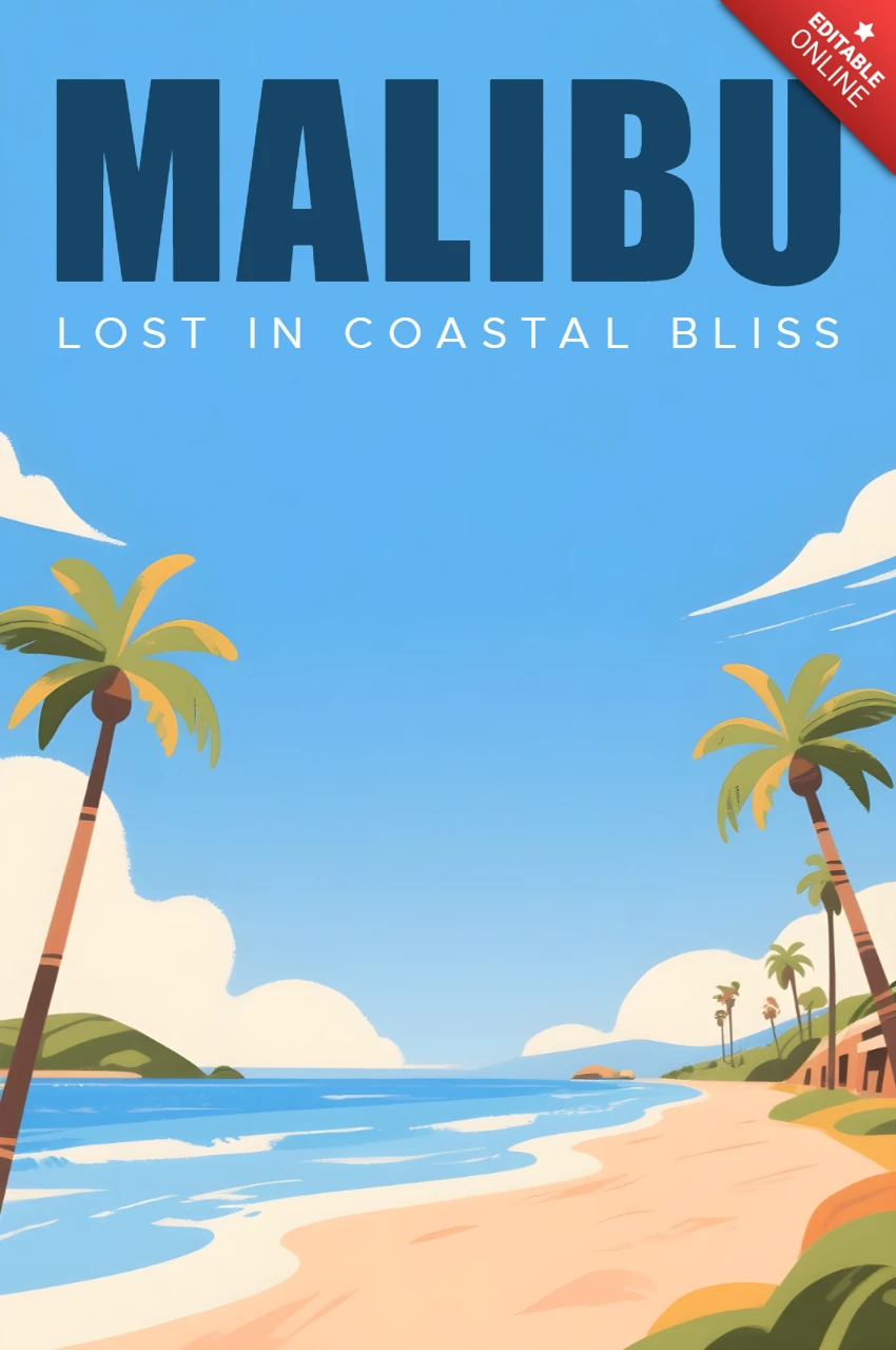 Kustgeluk retro flat ontwerp voor strandthema postersjabloon