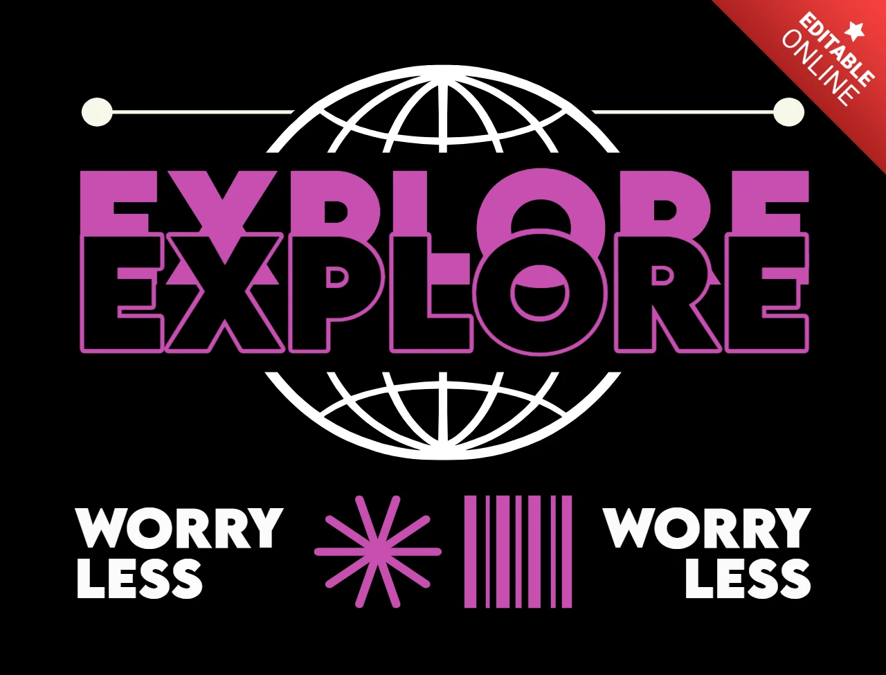 Explore o globo com o design de camiseta motivacional 'preocupe-se menos'.