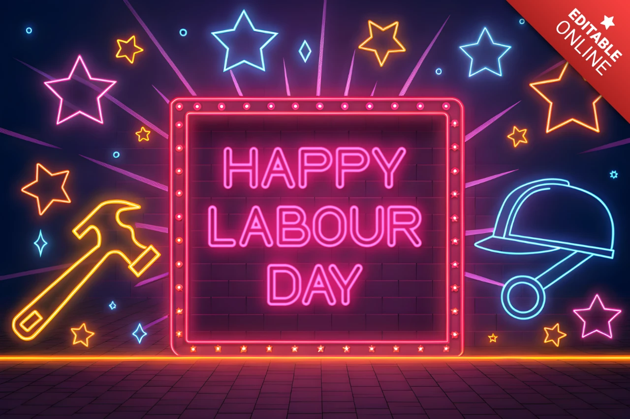 Neon Labour Day Celebration Design Template
