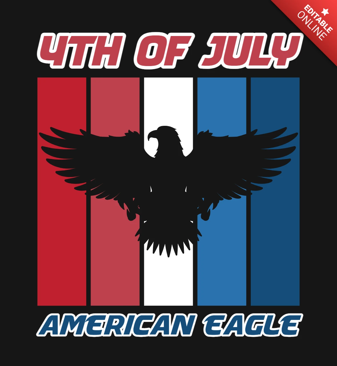 4th Of July American Eagle T-Shirt Design Template