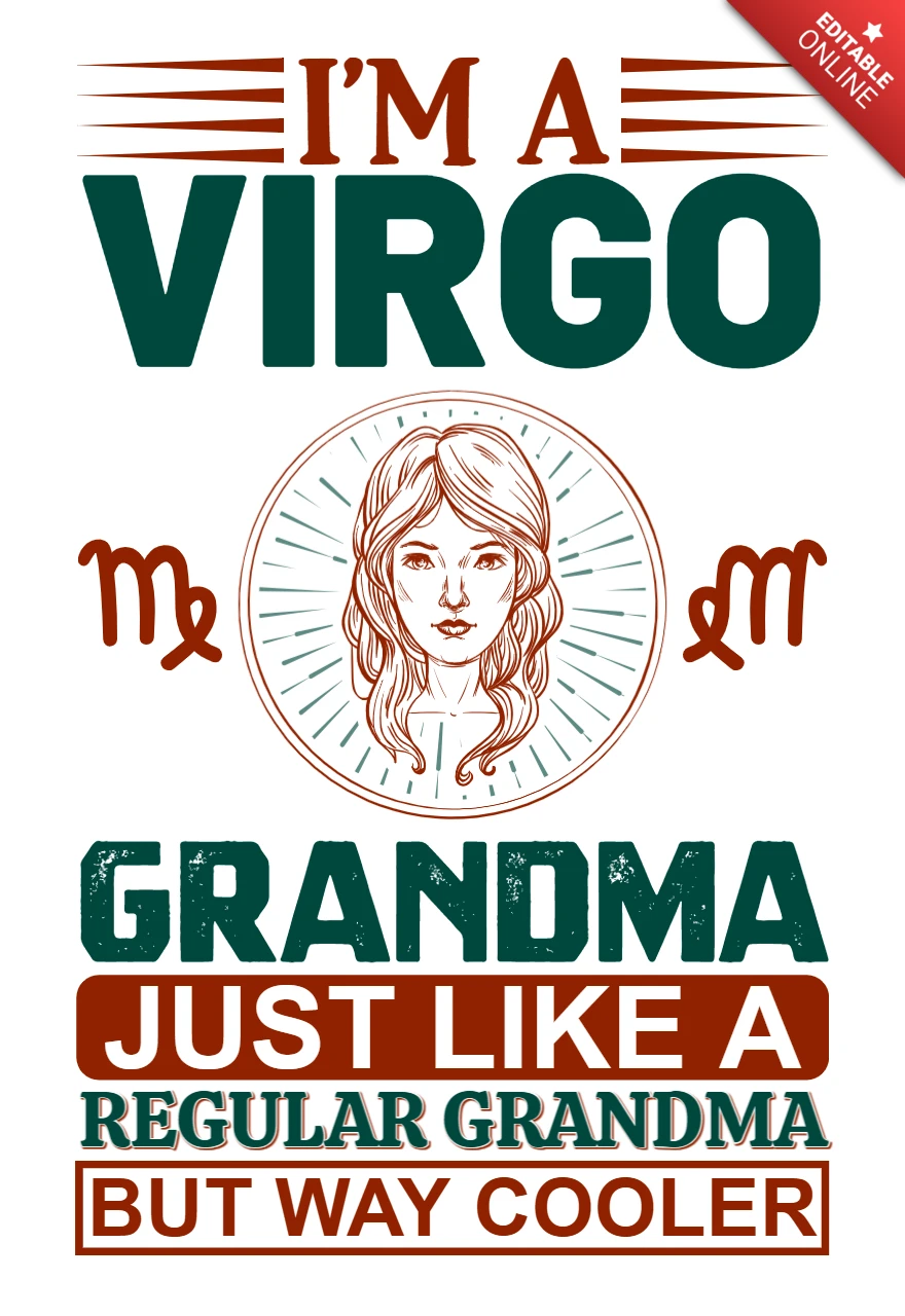 Virgo Grandma Retro Typography Design Template – Editable and Fun!