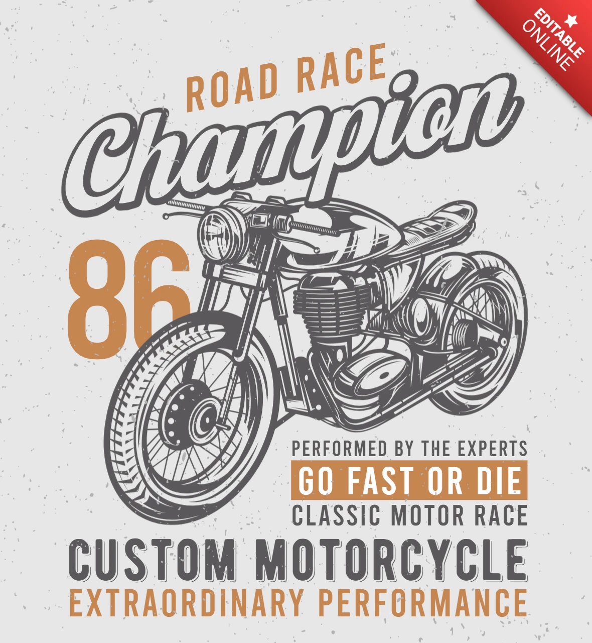 Modello di design per maglietta con moto d'epoca