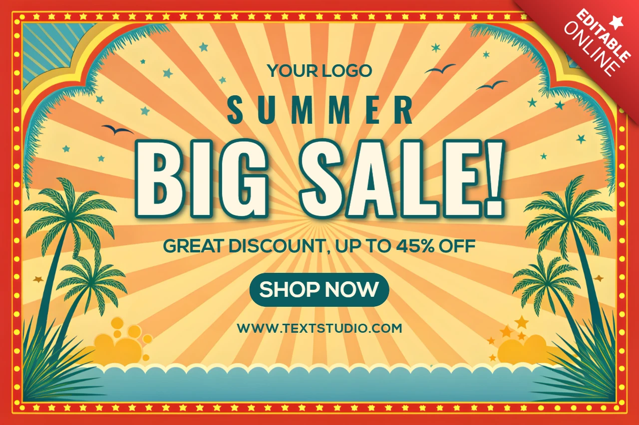 Summer Season Template Design with Tropical Elements