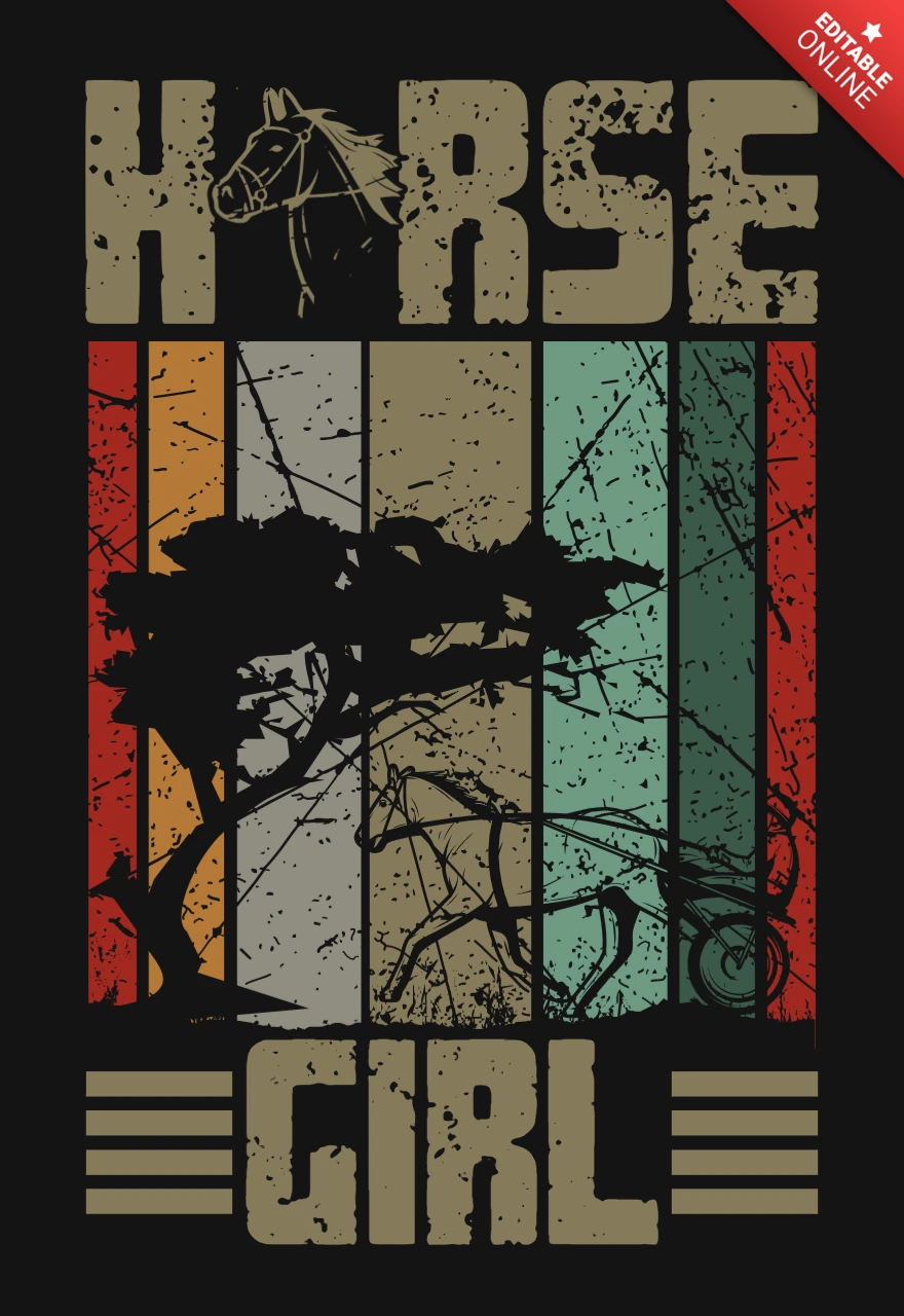 Vintage pferd mädchen klassische reiter charme pferderennen t-shirt design vorlage