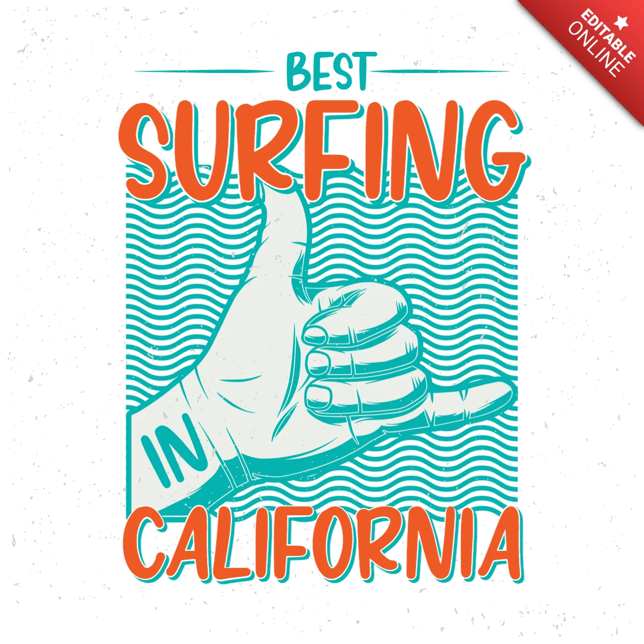 カリフォルニア最高のサーフィンTシャツデザインテンプレート