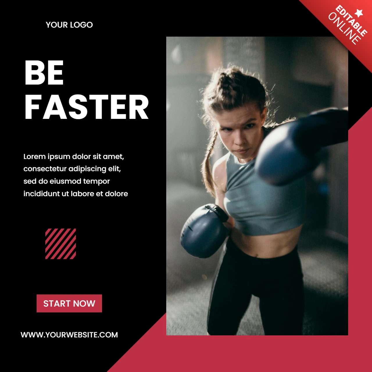 Wees sneller sportschool minimal instagram post design template