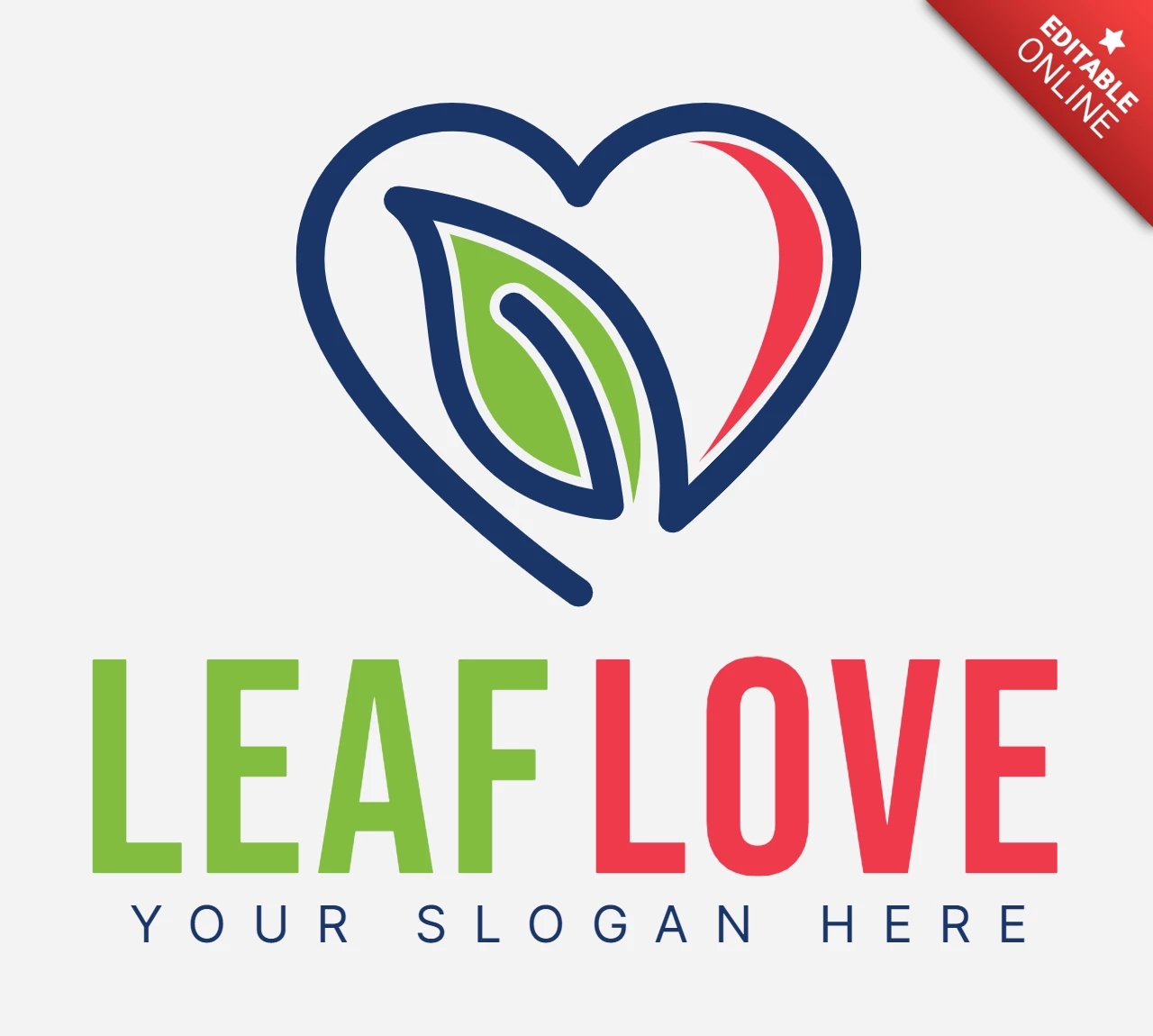 Bunte Logo-Design-Vorlage für Blätter und Liebe