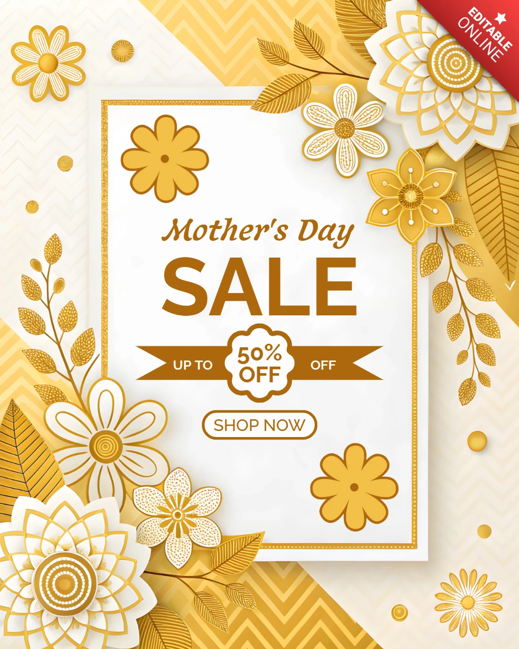 Elegant Floral Mother's Day Sale Template Design - Editable Promotional Graphic